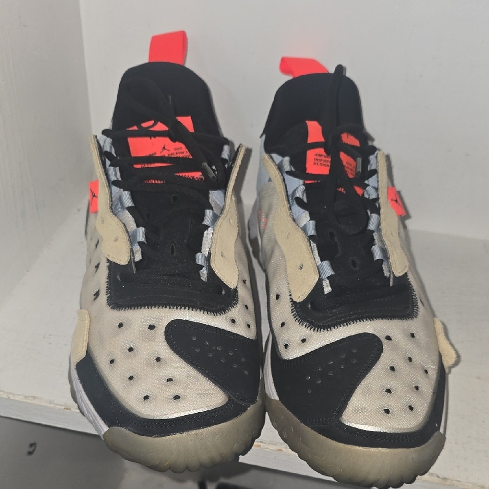 Jordan Black and Cream Sneakers with Red Accents